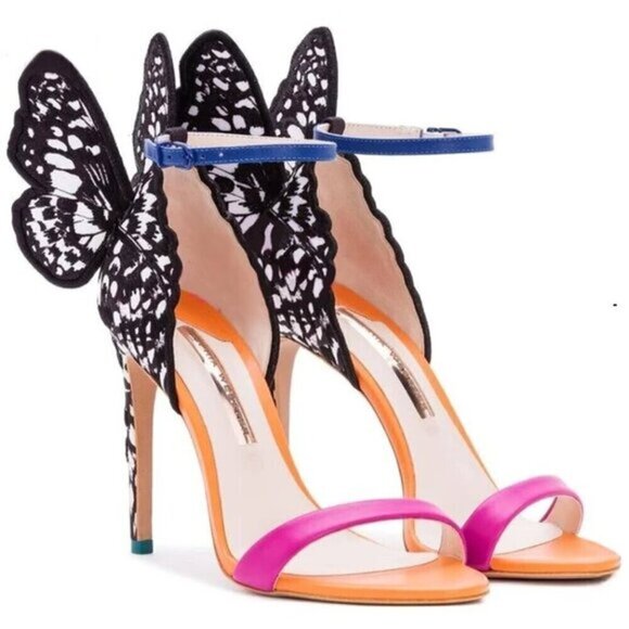 Sophia Webster Embroidery Sandal Chiara Butterfly High Heels‎ Shoes Pink 38.5 - Picture 5 of 16